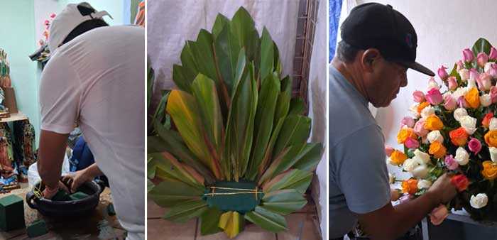 Making of the floral arrangements
