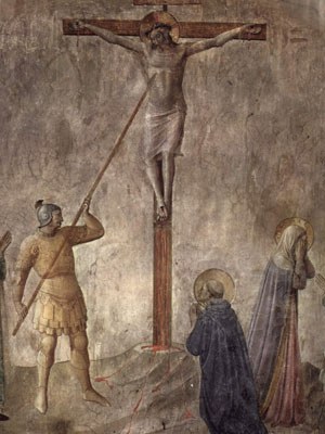 Our Lord is struck with a spear