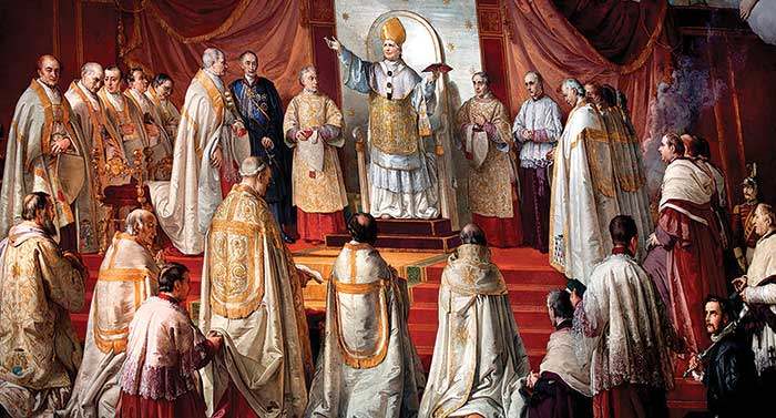 Promulgation of the Dogma of the Immaculate Conception, painting by Francesco Podesti in the Room of the Immaculate Conception in the Vatican.