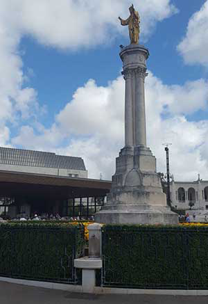 Of the miraculous springs, some faucets remain at the base of the monument to the Sacred Heart of Jesus. (photo by Miguel Angel Gutierrez)