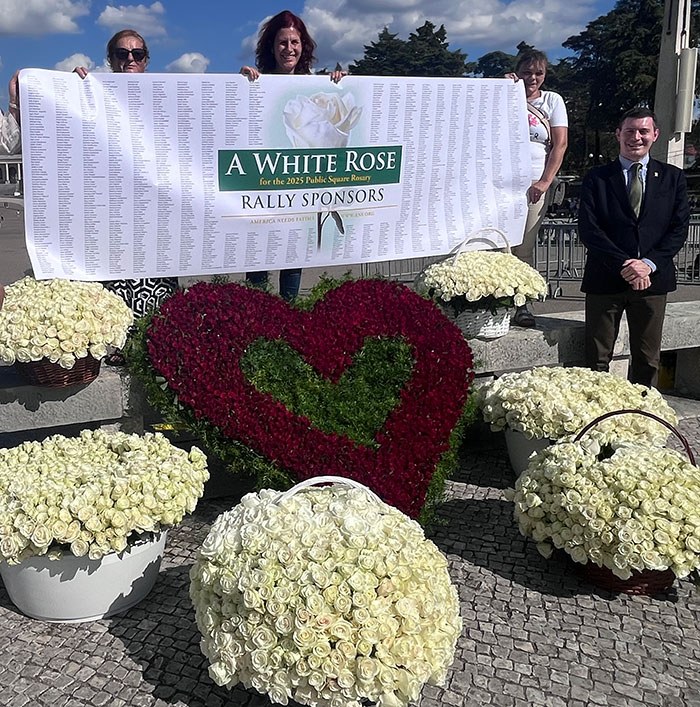 White Rose, Rosary Rally Sponsor banner
