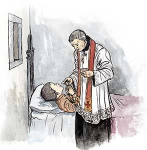Francisco receiving communion on his death bed