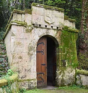 Entrance to the wine cellar at the Château de La Rivière.