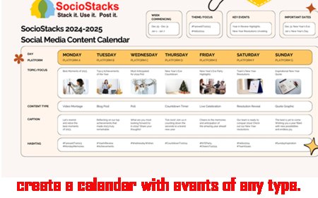 Social Media weekly-Monthly Content Calendar -Planner 2024