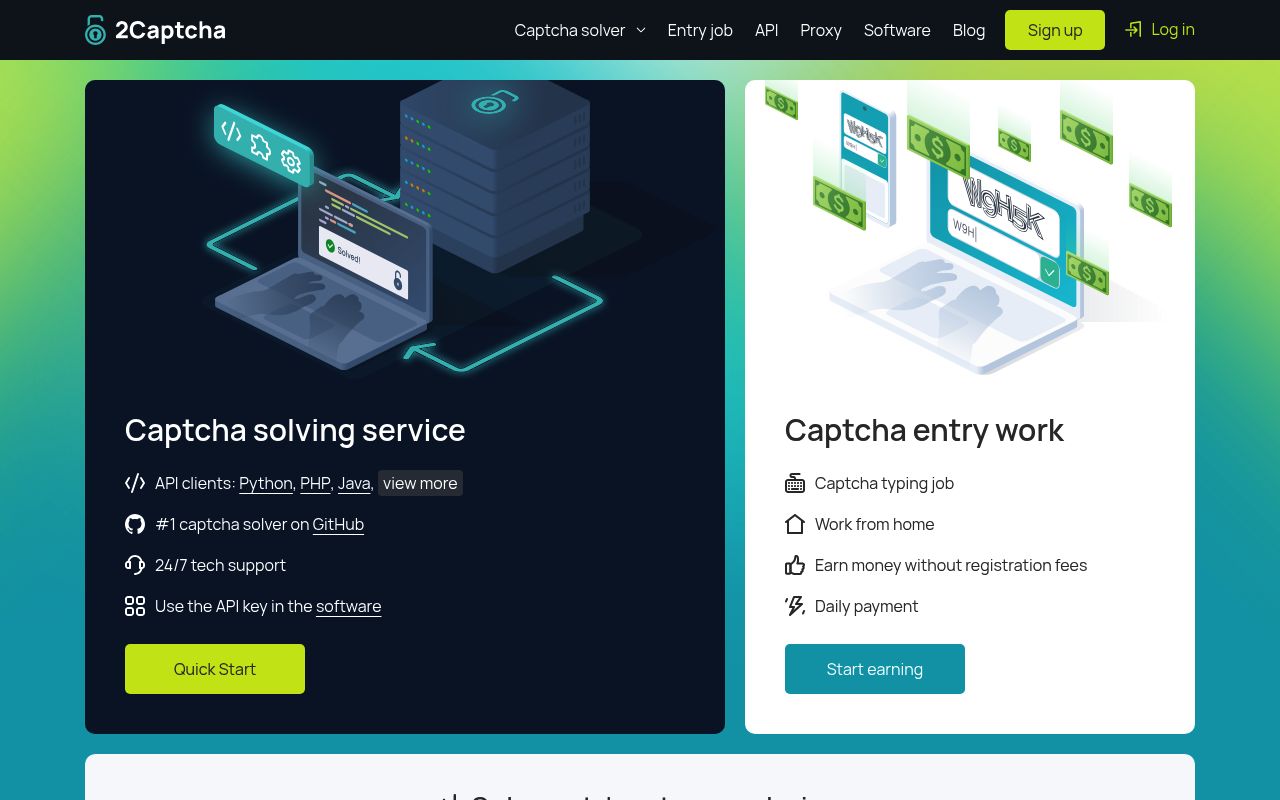 Screenshot of 2Captcha website