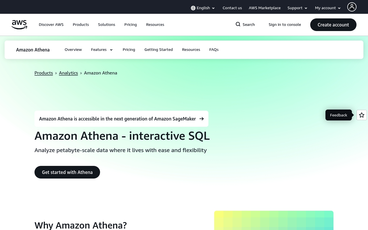 Screenshot of AWS Athena website