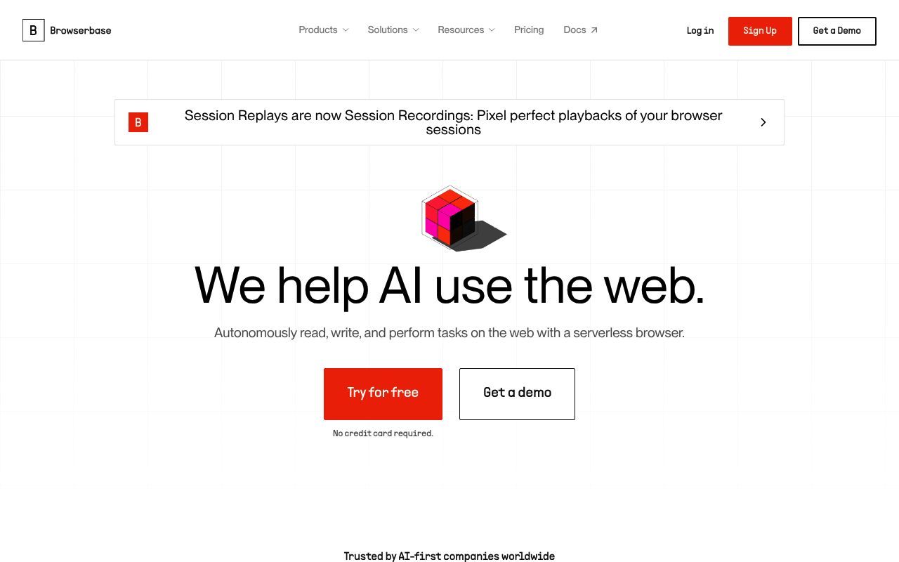 Screenshot of Browserbase website