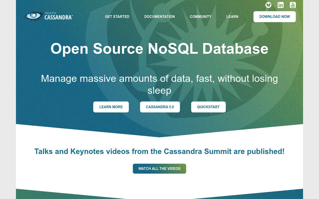 Screenshot of Cassandra website