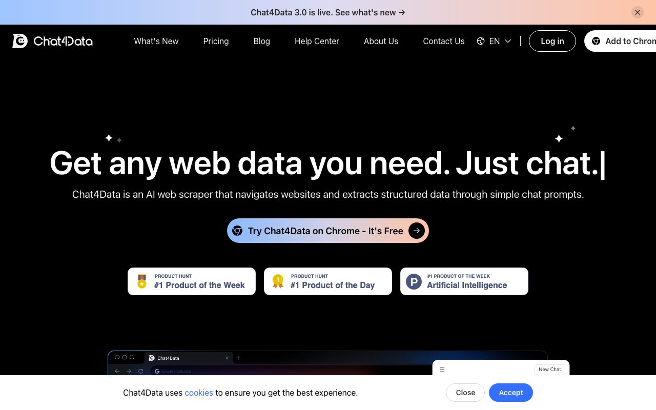 Screenshot of Chat4Data website