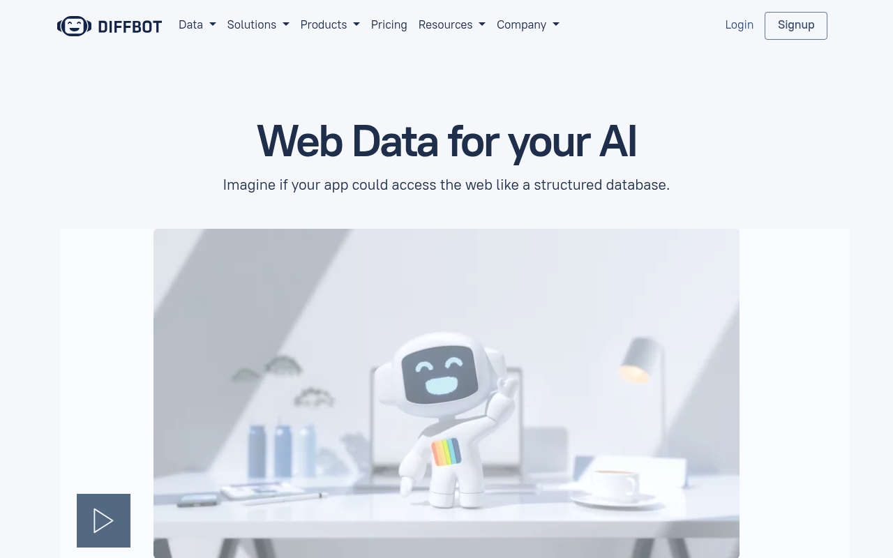 Screenshot of Diffbot website