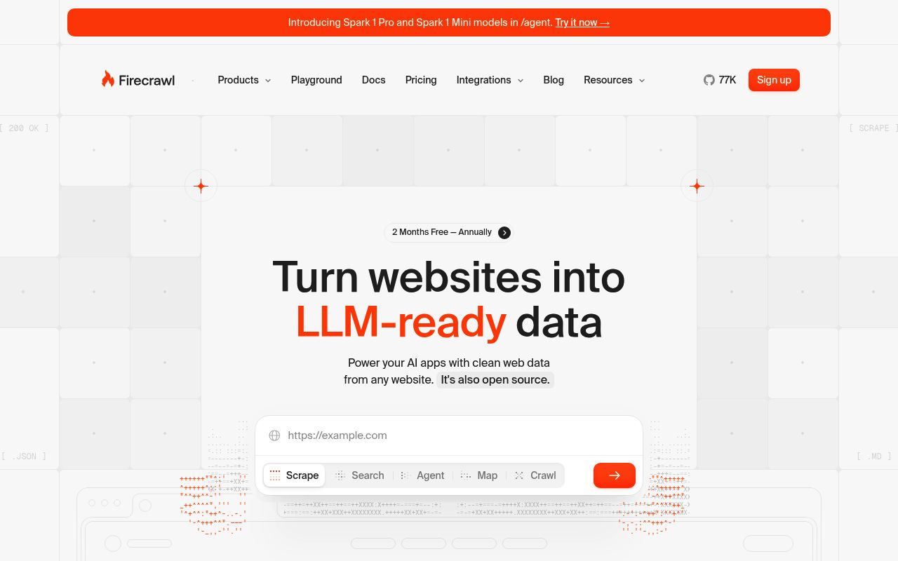 Screenshot of Firecrawl website