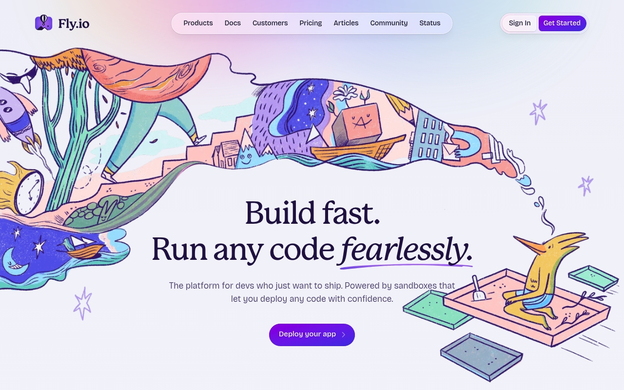 Screenshot of Fly.io website