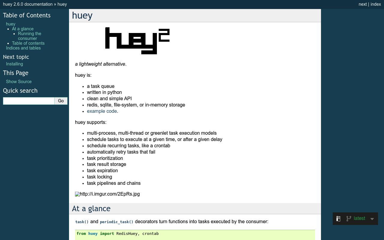 Screenshot of Huey website