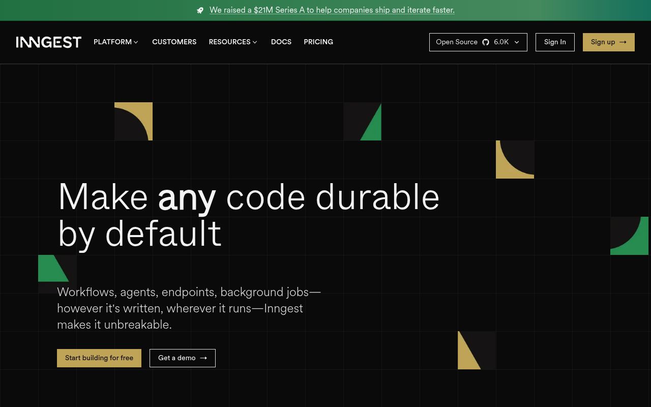 Screenshot of Inngest website