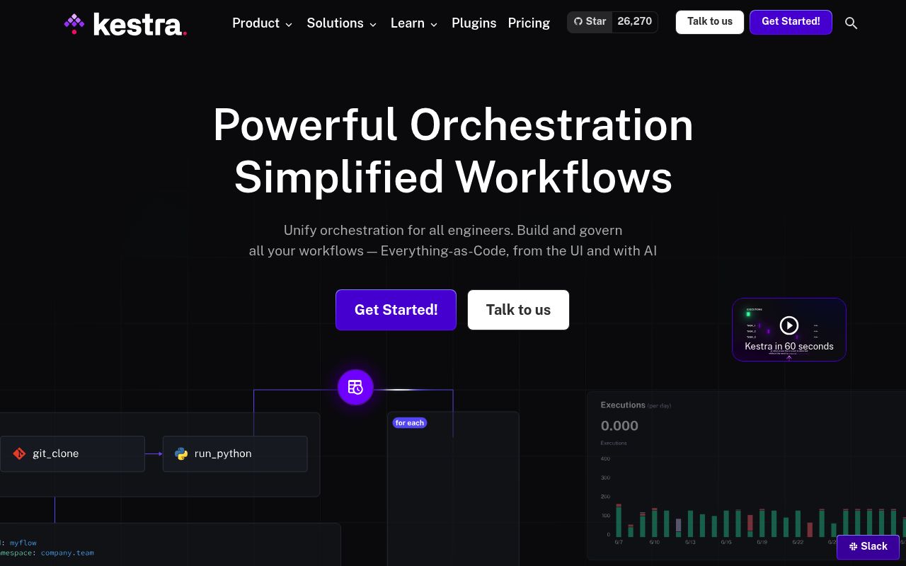 Screenshot of Kestra website