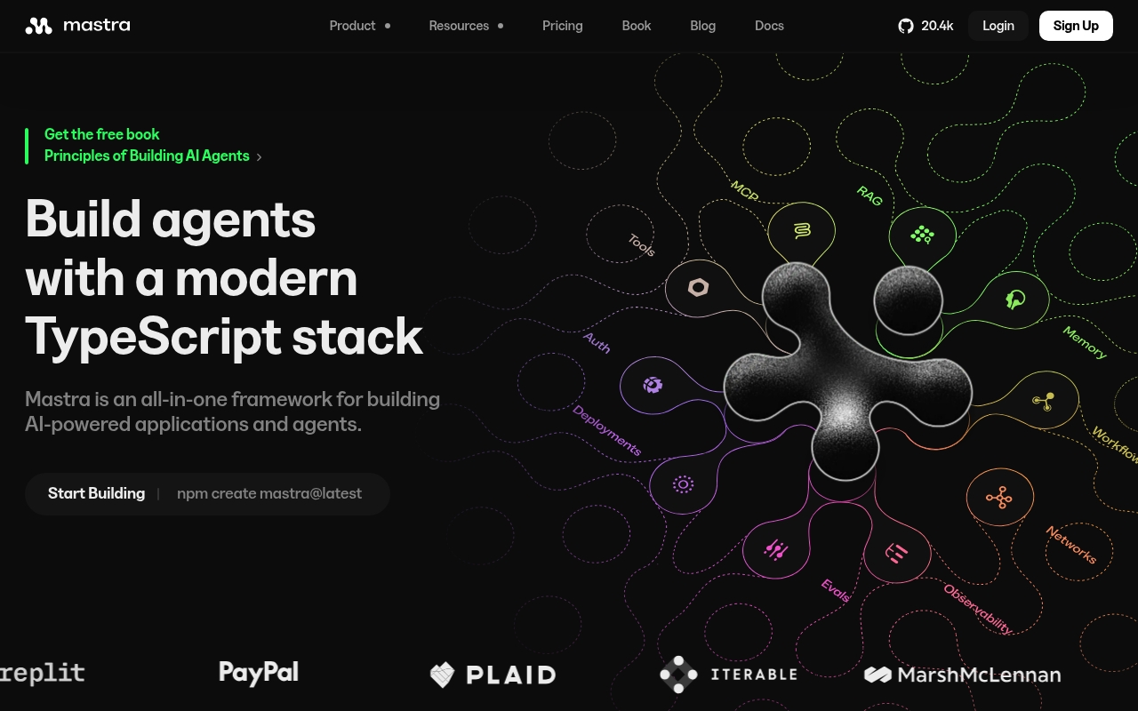 Screenshot of Mastra website