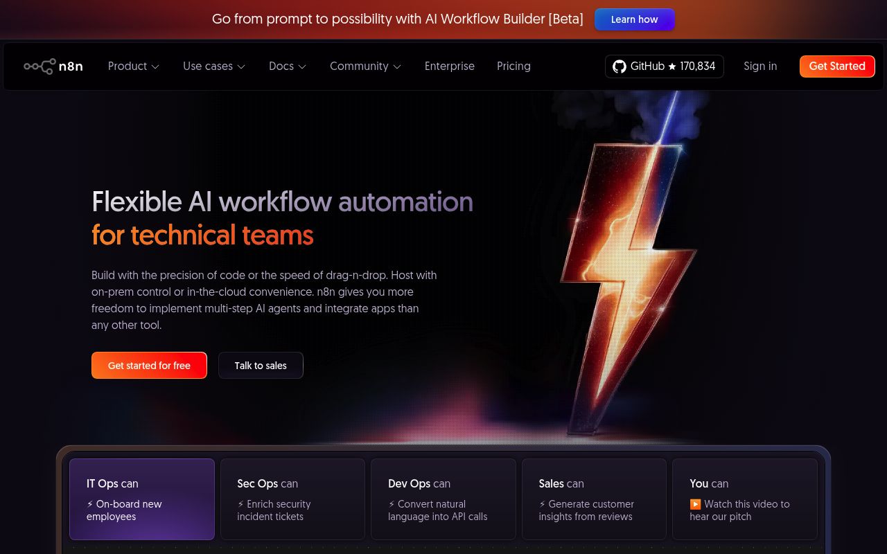 Screenshot of n8n website
