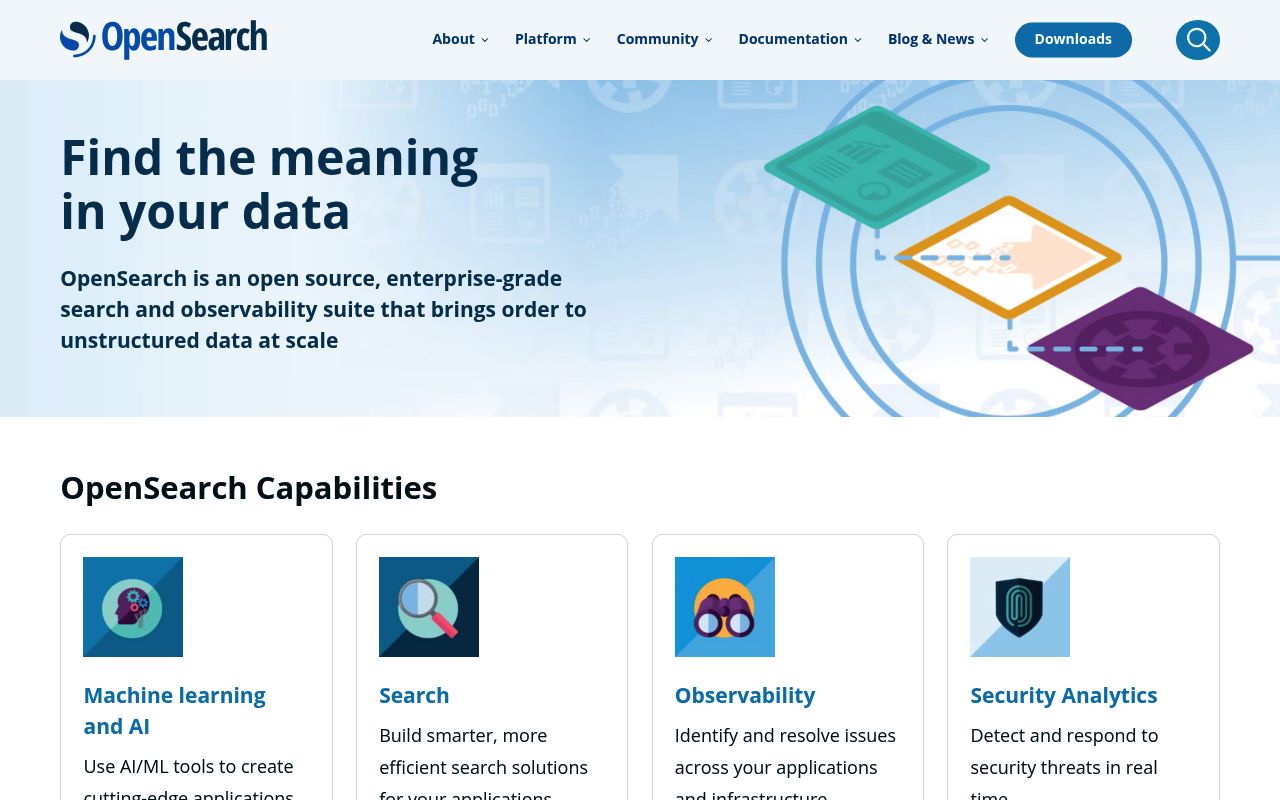 Screenshot of OpenSearch website