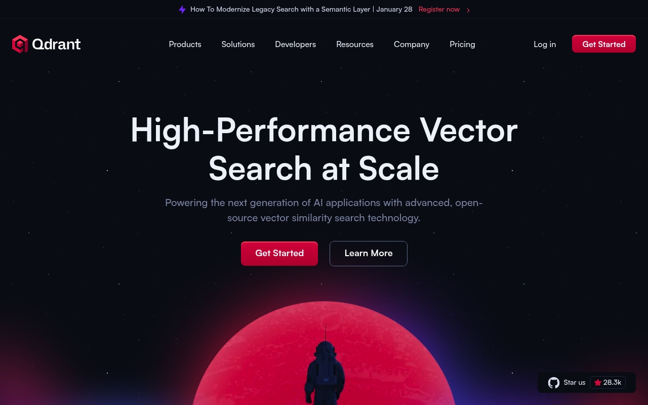 Screenshot of Qdrant website