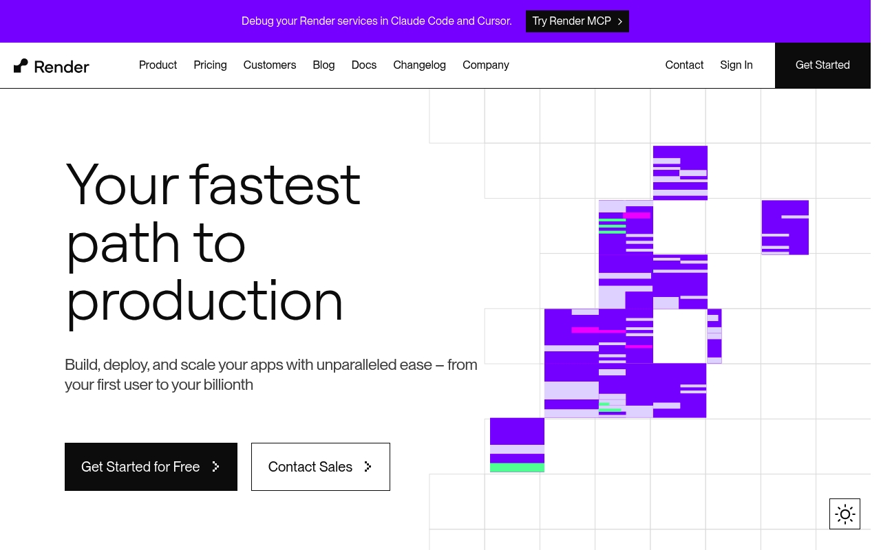 Screenshot of Render website