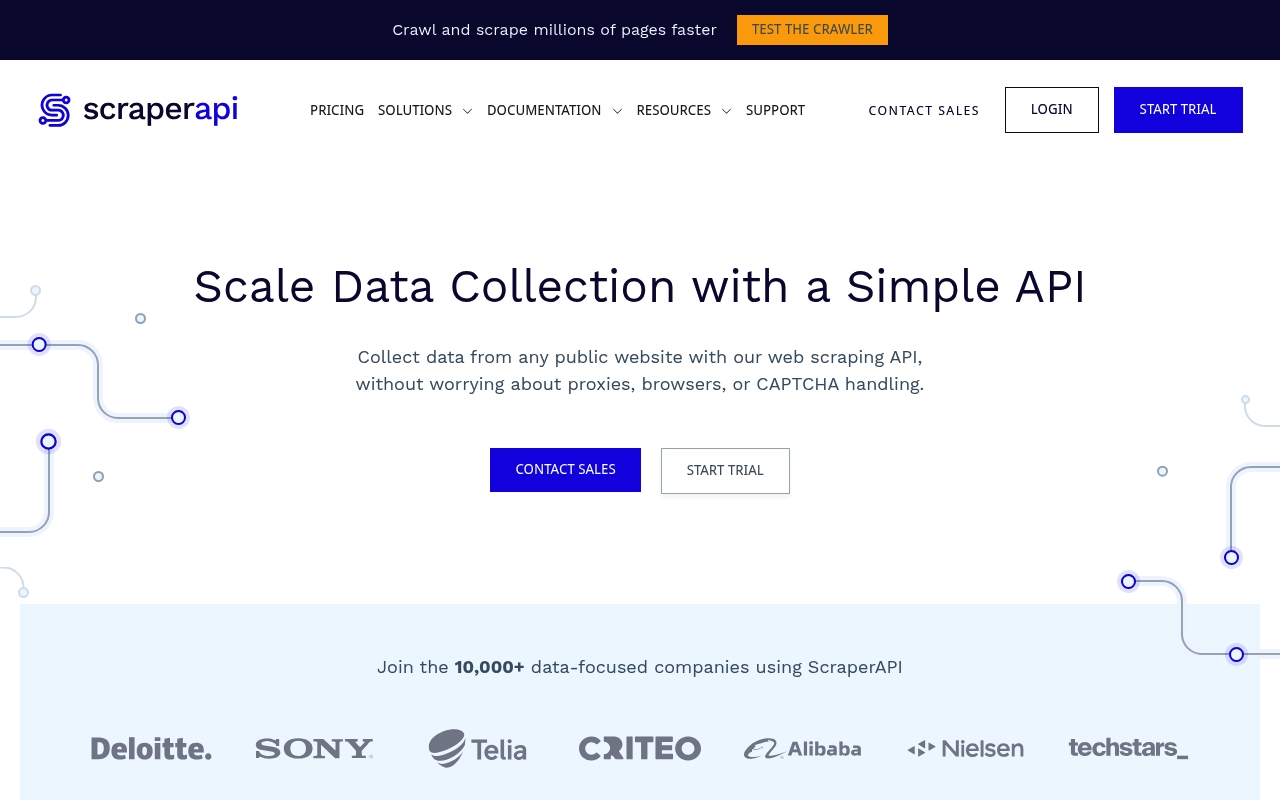 Screenshot of ScraperAPI website
