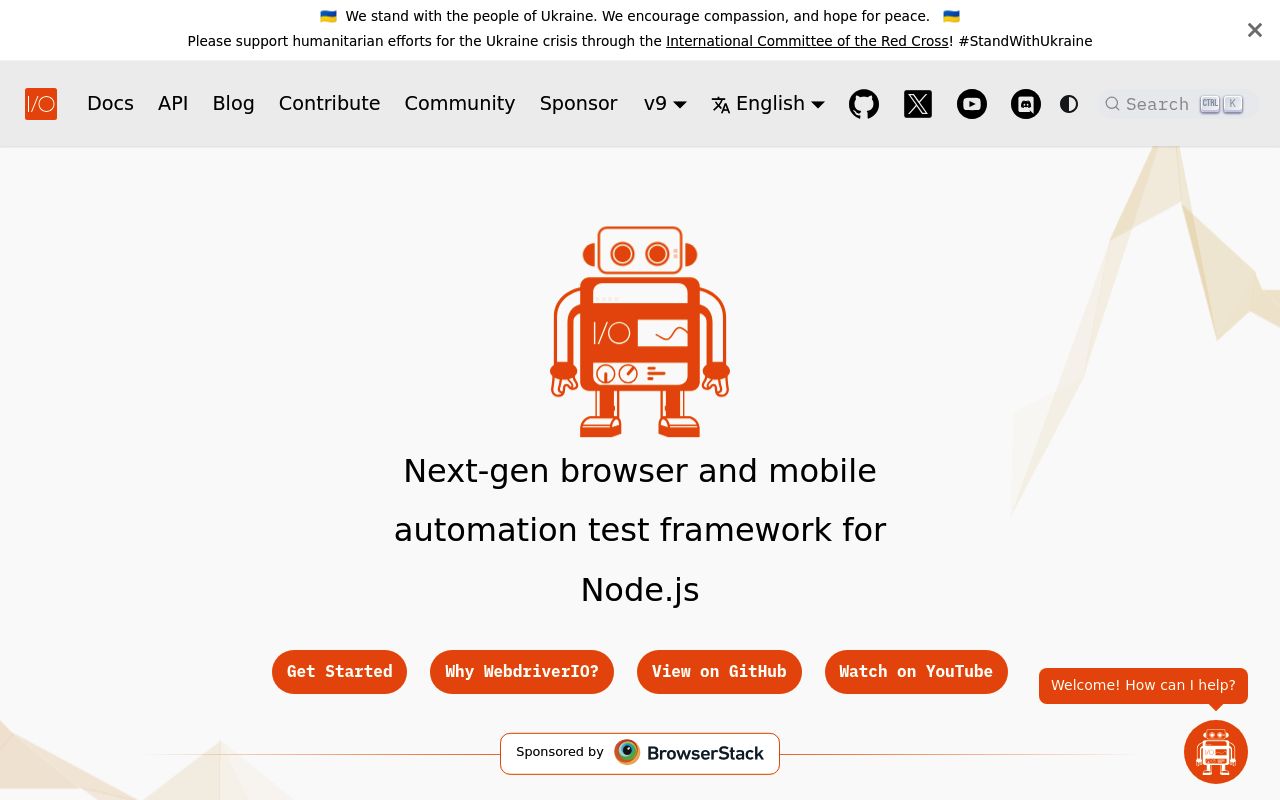 Screenshot of WebdriverIO website