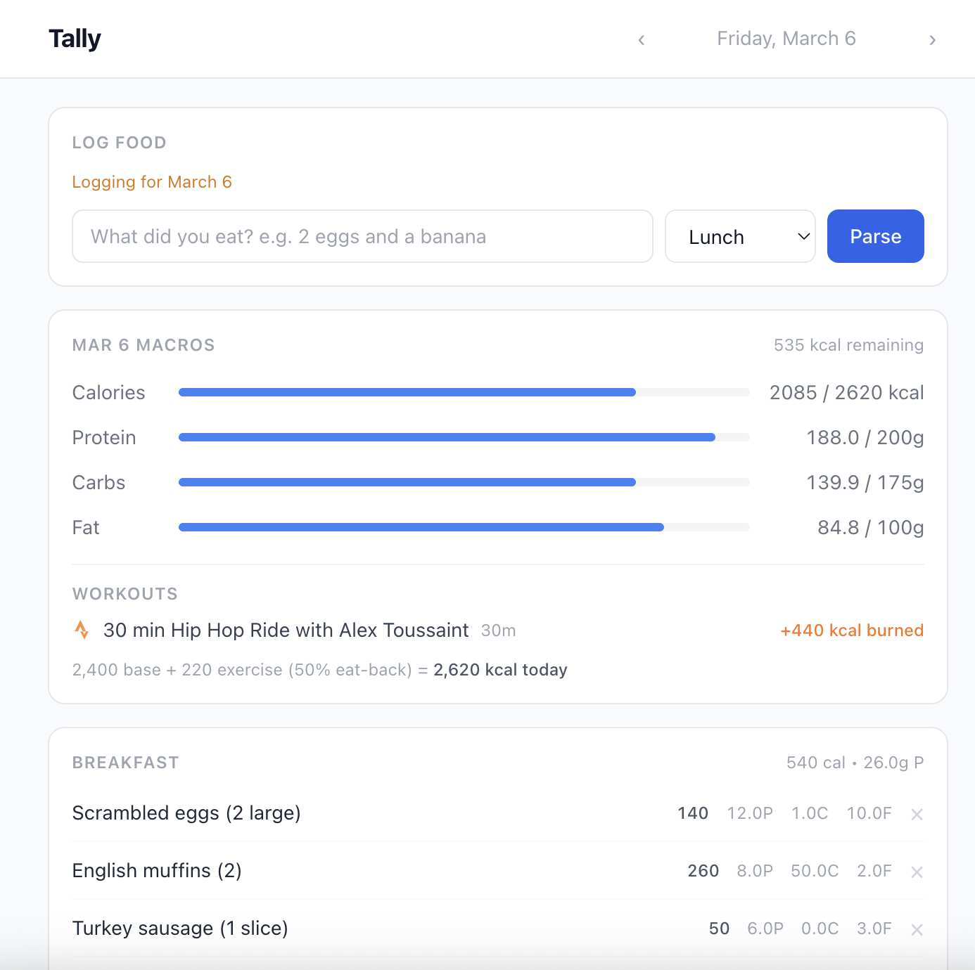 Log your macros with Tally
