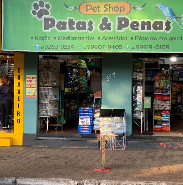 Pet Shop Patas & Penas fone fixo e ZAP 32639254 _zap 999190109
