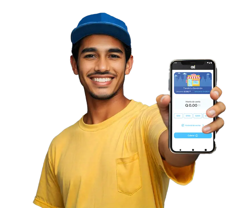 Persona mostrando la aplicación de Ali