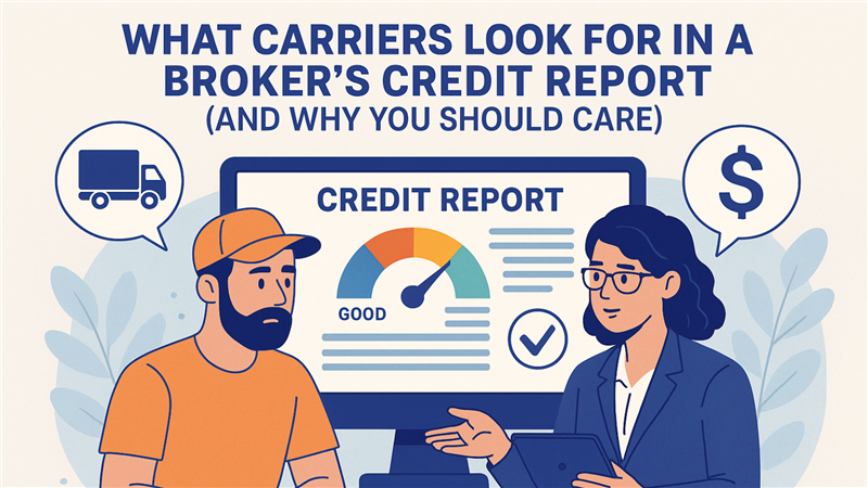 Carrier reviewing freight broker’s credit report on a computer screen
