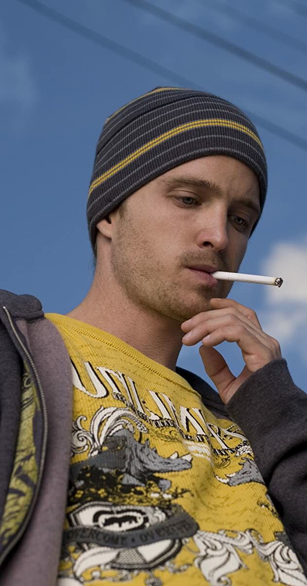 Jesse Pinkman with blue-tipped blonde hair and a hoodie, anime AI character from Breaking Bad