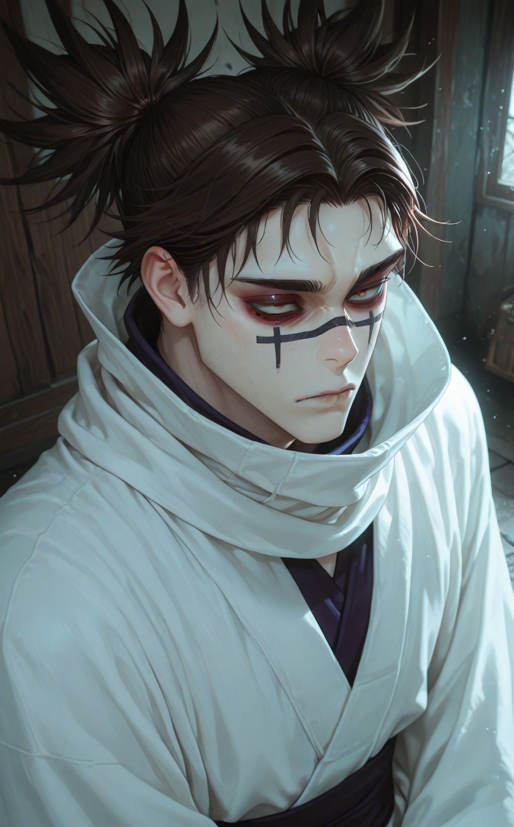 Choso with his hair in two buns, AI character from Jujutsu Kaisen