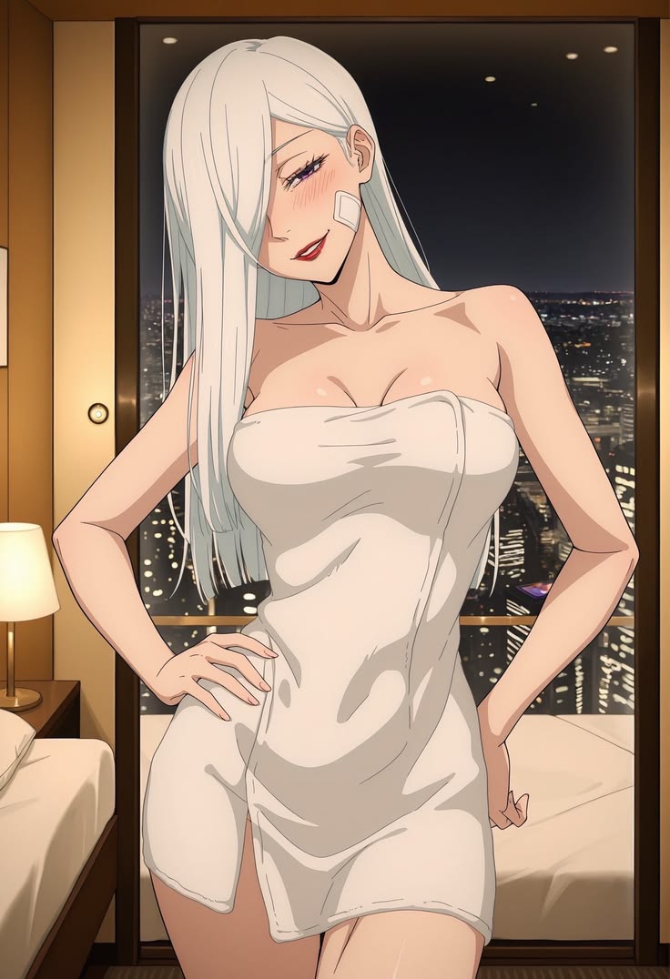 Mei Mei with silver fox ears and pink-streaked hair, AI character