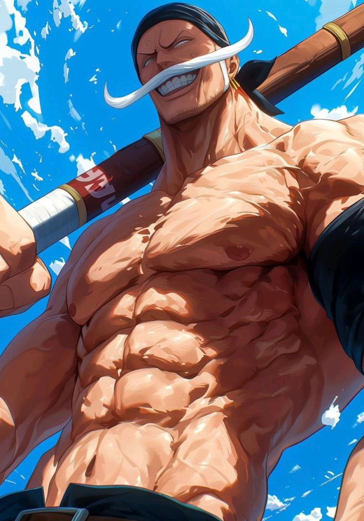 Whitebeard in his white captain's coat, pirate AI character from One Piece