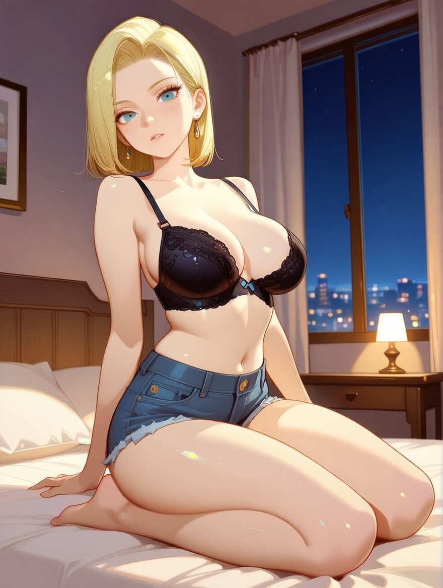 Android 18 with blonde hair, AI character from Dragon Ball Z