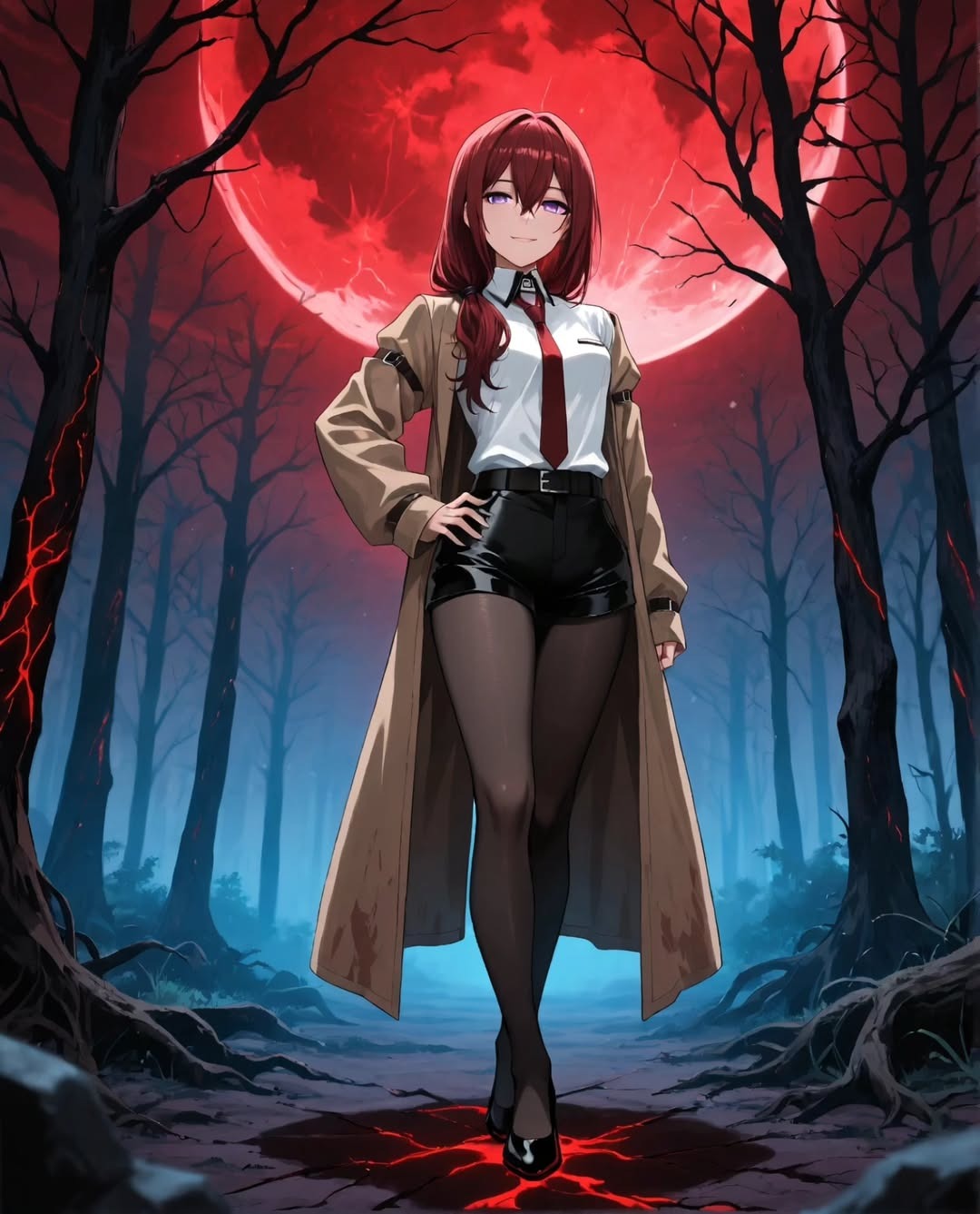 Makise Kurisu in a lab coat mood, AI character from Steins;Gate