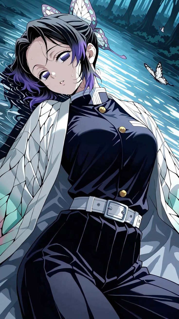 Shinobu Kocho smiling softly, AI character from Demon Slayer