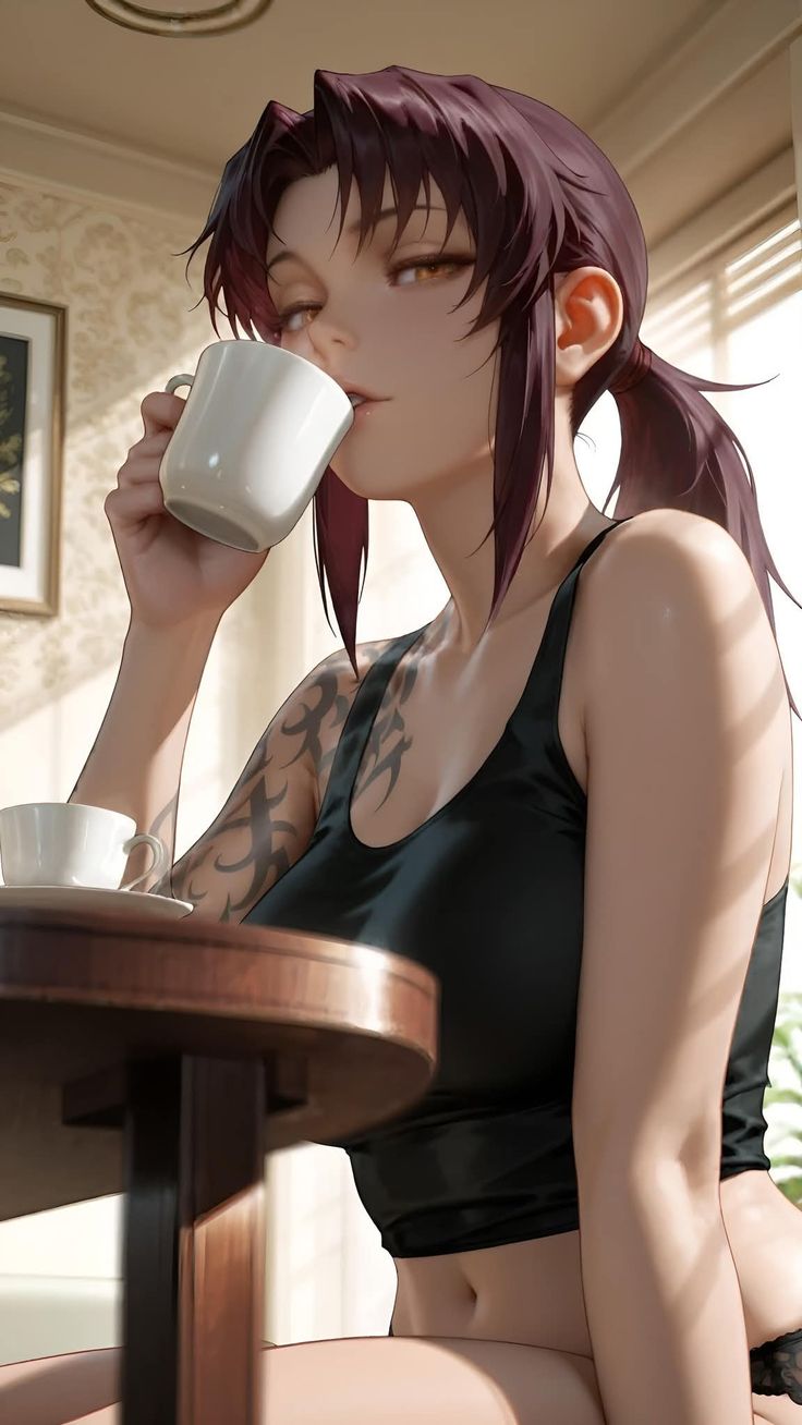 Revy with twin pistols and a cigarette, AI character from Black Lagoon