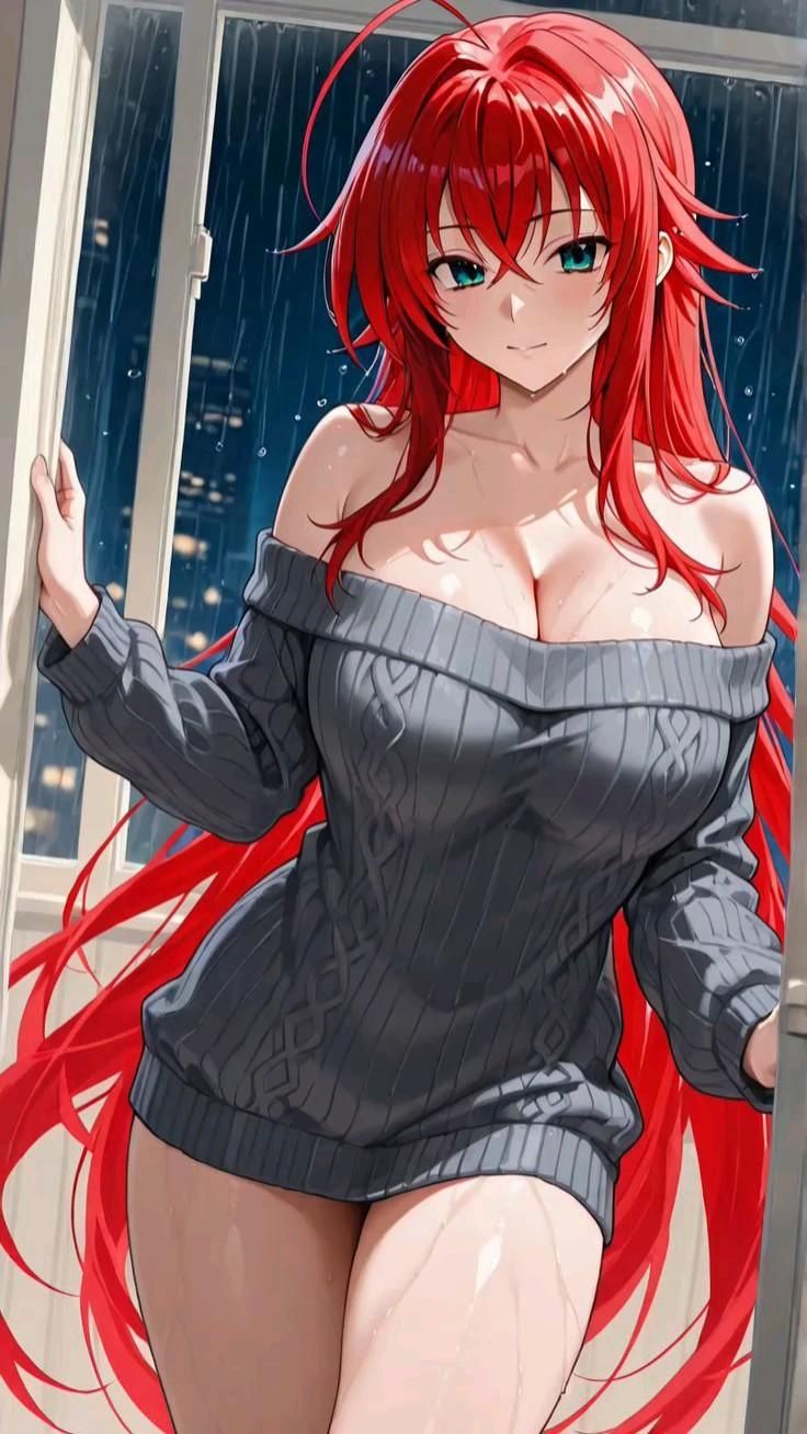 Rias Gremory with long crimson hair, AI character from High School DxD