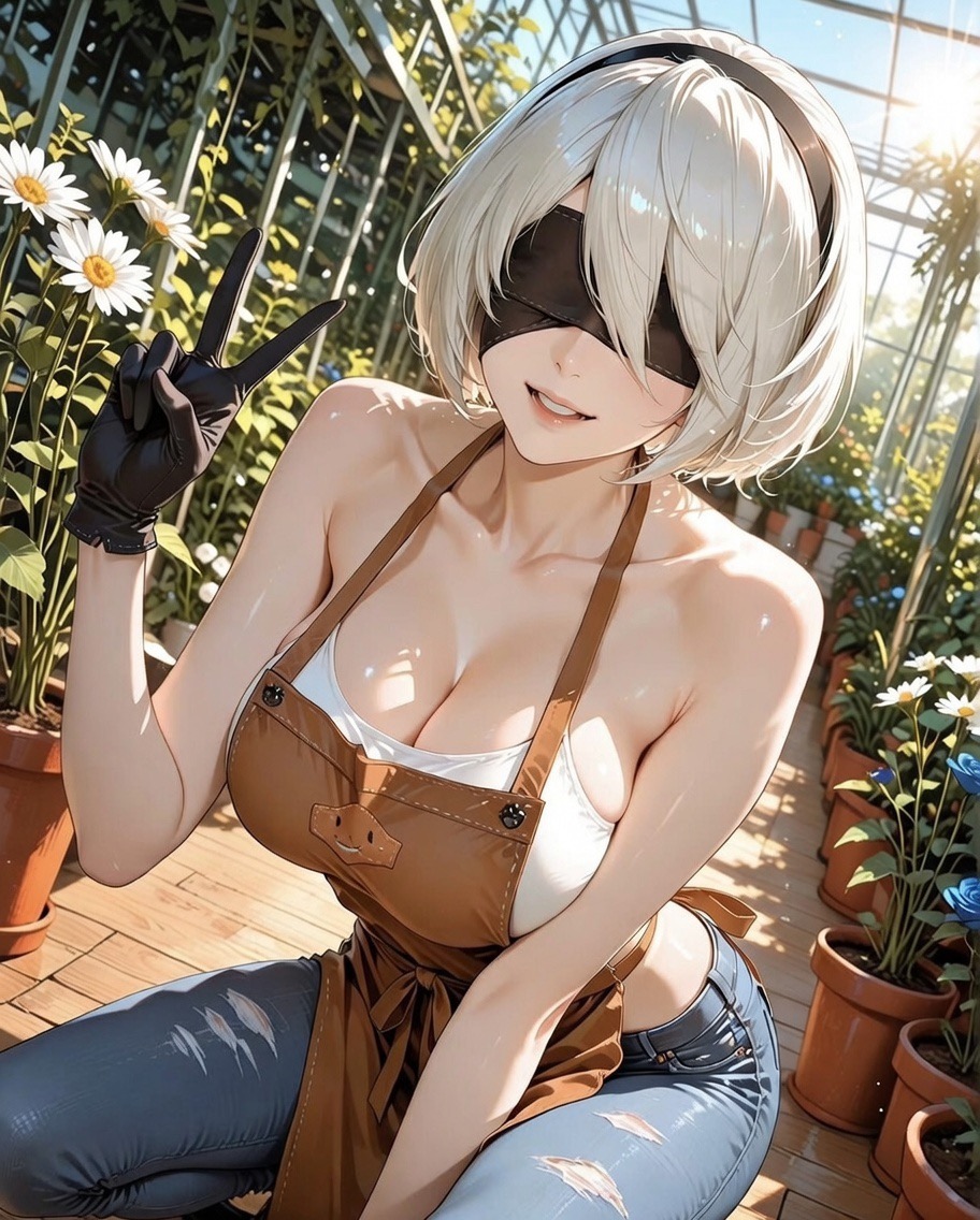 2B with her black blindfold, AI character from NieR:Automata