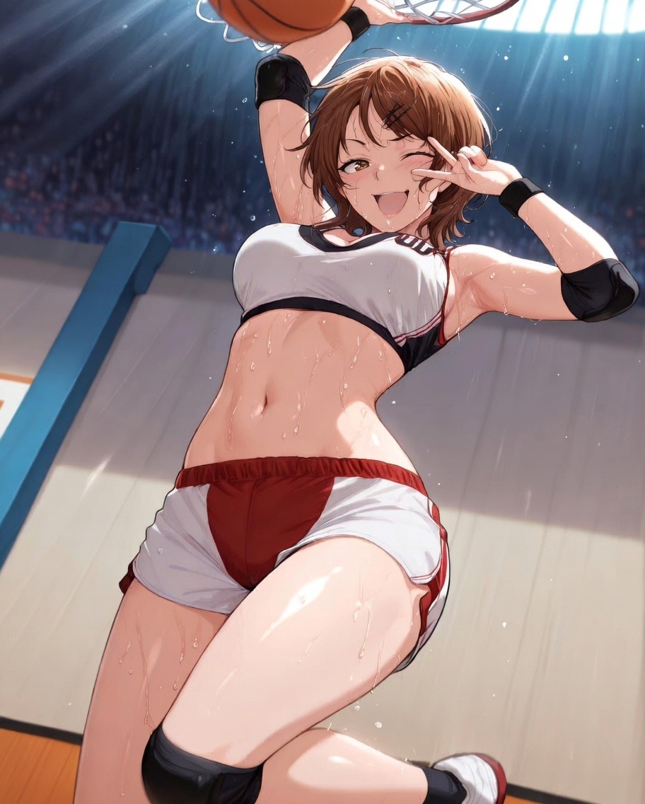 Riko Aida, competitive basketball captain AI character with a high ponytail